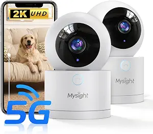 Pet Camera with 5G/2.4GHz Wi-Fi, 360° Pan/Tilt, 2K HD, Two-Way Audio, Motion Detection, Cloud/SD Storage, 2-Pack