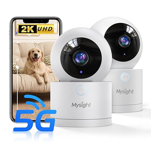 Pet Camera, 5G/2.4GHz Dog Camera with Phone App, 360° Pan/Tilt Security Camera Indoor, One Click Call for Baby Monitor, AI Voice Change for 2-Way Talk, Motion Detection, Cloud/Local SD Storage, 2Pack