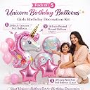 Propsicle Pink Unicorn Foil Balloons for Girls Birthday Decoration gallery image