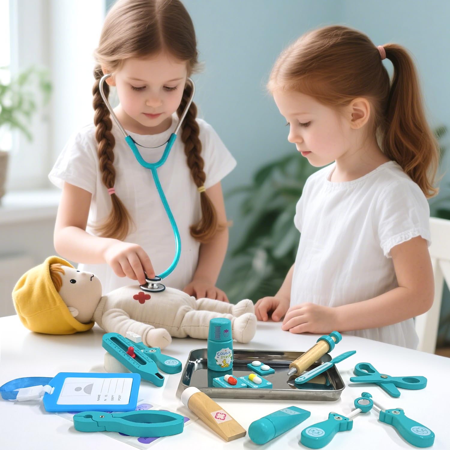 XZZO Doctor Kit for Toddlers 3-5, Kids Dentist Play Set, Doctor Play Set Pretend Play Toys for Toddlers , Realistic Wooden Medical Kit Role Play Set, Gifts for Boys Girls 3+ Years
