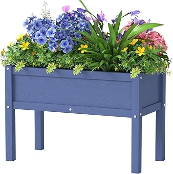 Small HDPE Raised Garden Bed, Elevated Planter Box with Legs, Outdoor All-Weather Planter Raised Beds for Seeds, Herbs, Flowers, Vegetables (Navy Blue)