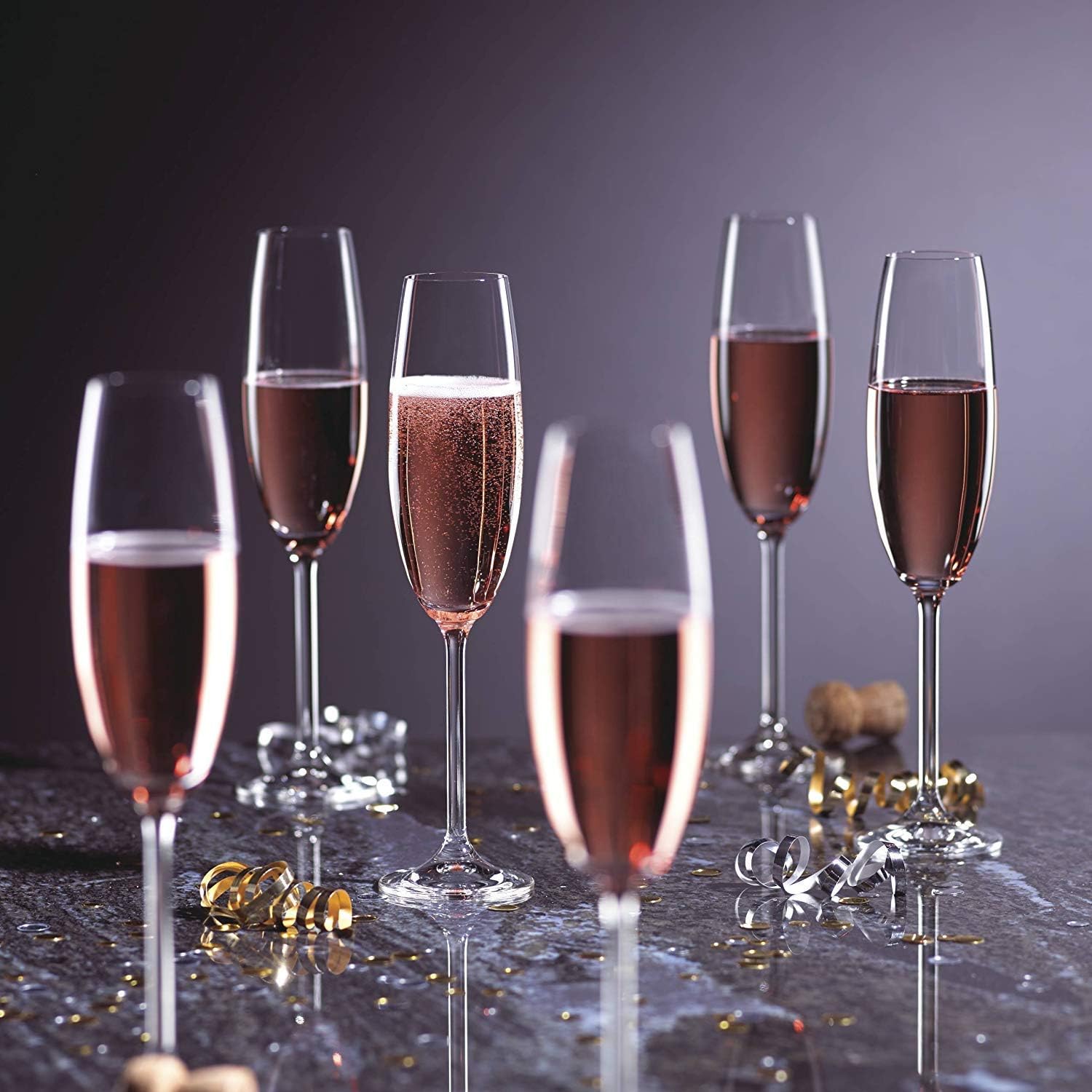Classic Champagne Flutes, Set of 6 Premium Stemmed Champagne Glasses, Sparkling Wine Glass, Crystal Clear Glass Gift for Wedding, Anniversary, Christmas