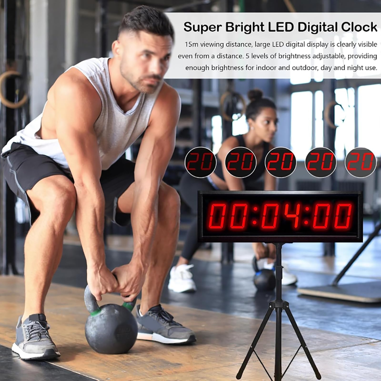 Cronometro digitale con telecomando, cronometro ciclico, display a LED, luminosità regolabile, memoria di memoria, avvisi intermedi per sport e giochi