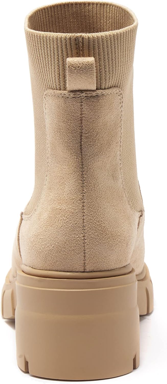 REDTOP Women's Elastic Chelsea Boots Chunky Block Heel Platform Lug Sole Ankle Booties - Image 5