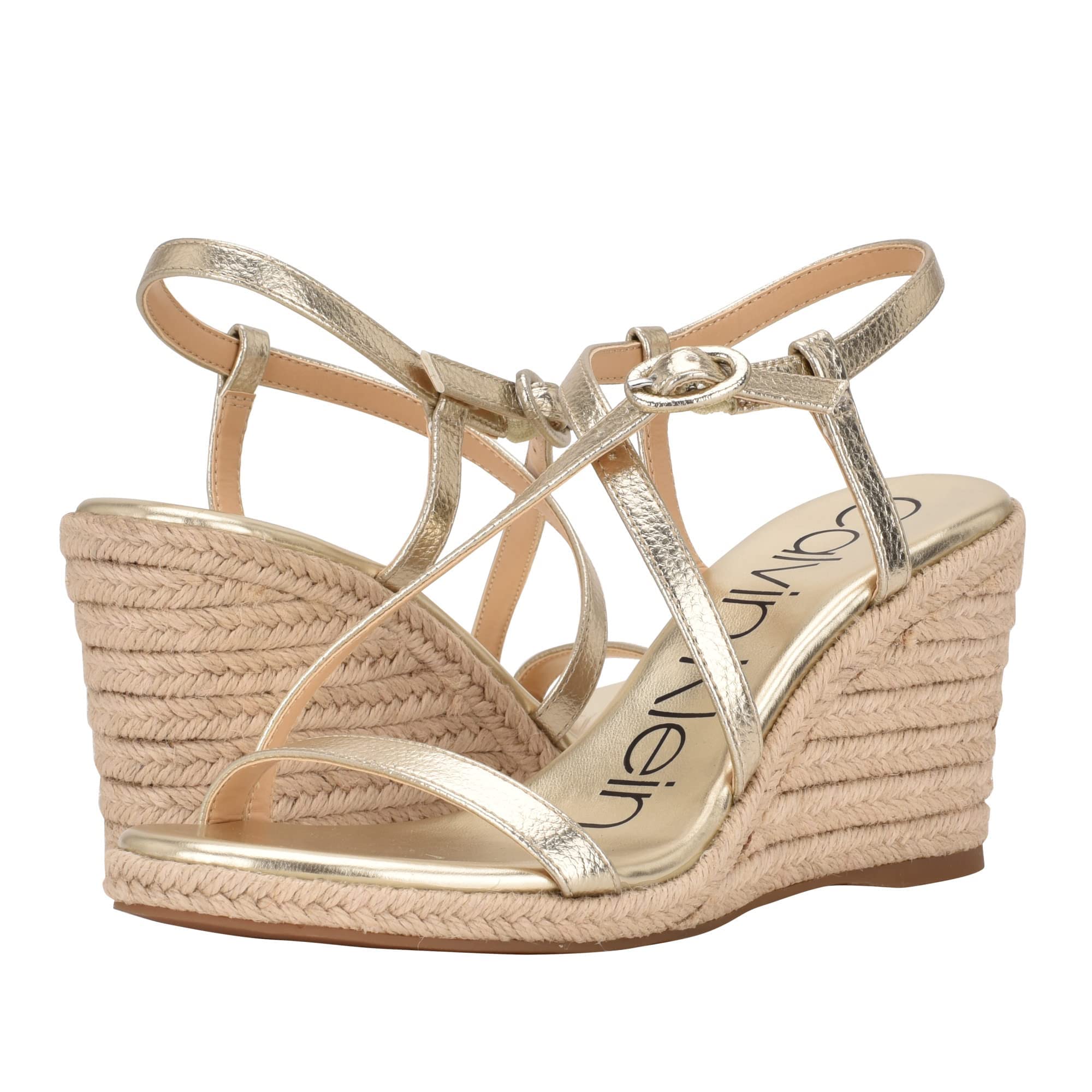 Calvin Kleinwomens Blairy Canvas Wedge Sandal Black Desertcart