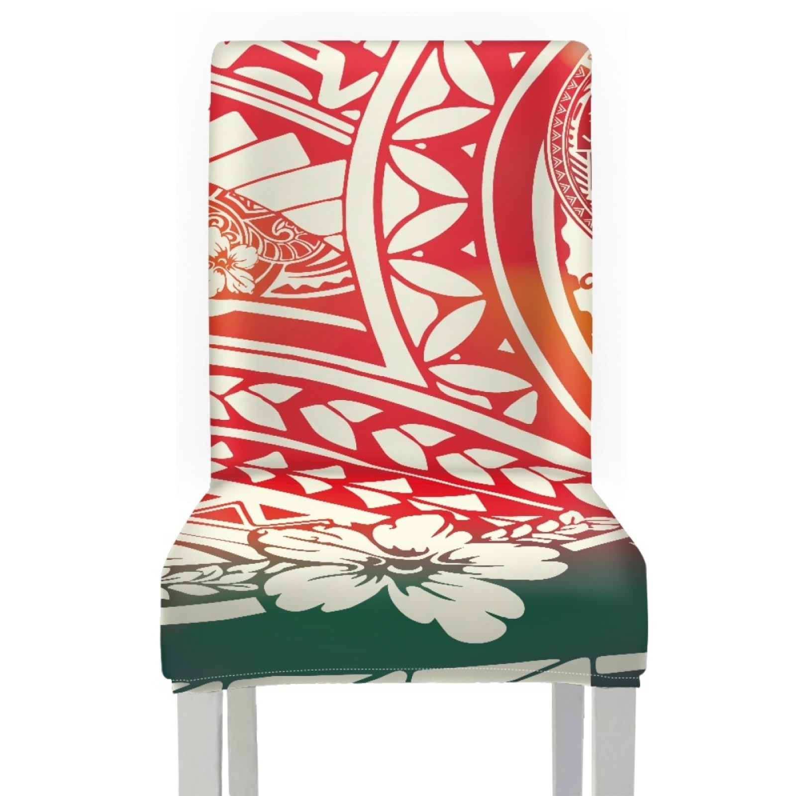 Coprisedie con Schienale 6 Pezzi Fiore Rosso Beige Copri Sedia da Cucina