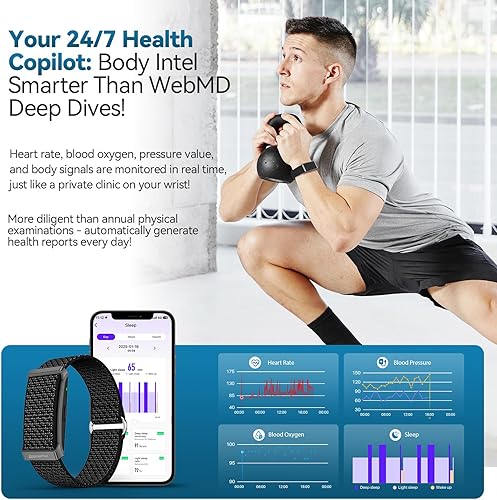 Miniatura 6 de Fitness Tracker,Wearable Health Smart Bracelet Band with Blood Oxygen 170+ Sport Mode 60-Day Battery,Lifetime Membership,Activity Tracking Heart