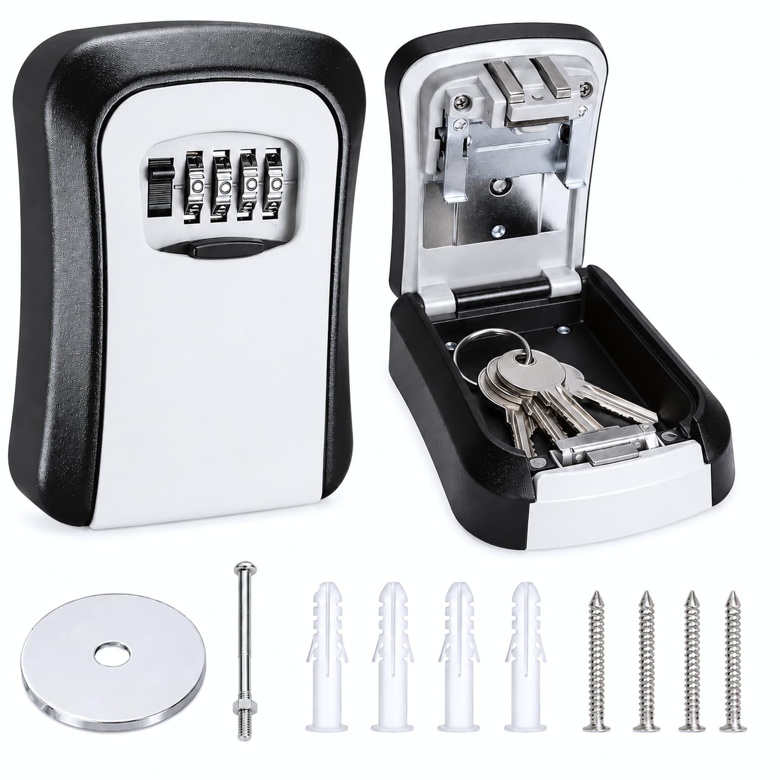Lock Box for Keys with Code, Waterproof 4-Digit Wall Mount, White