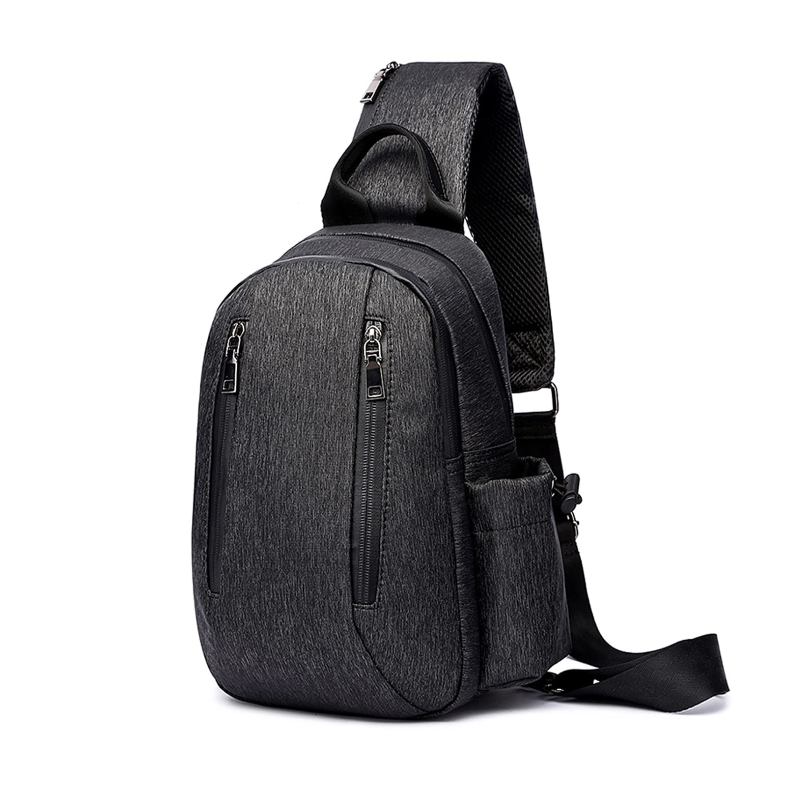 FANDARE Retrò Zaino Monospalla Marsupio Borse piccole a tracolla Sling Bag Business Borsa a Spalla per Uomo Donna Scuola Outdoor Ciclismo Viaggio Hiking Daypacks Impermeabile Nylon Nero