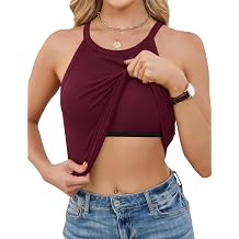 Halter Tops for Women with Built in Bra Padded Tank Summer Casual Sleeveless Ribbed Shirts Workout Clothes
