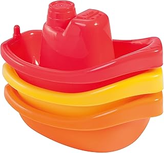 babynova Bath Boats - Educational Baby and Toddler Toy - From 3 Months - 3 Piece Set - Developing Motor Skills and Coordination - Suitable for Bathtub and Sandpit - Red, Yellow, Orange