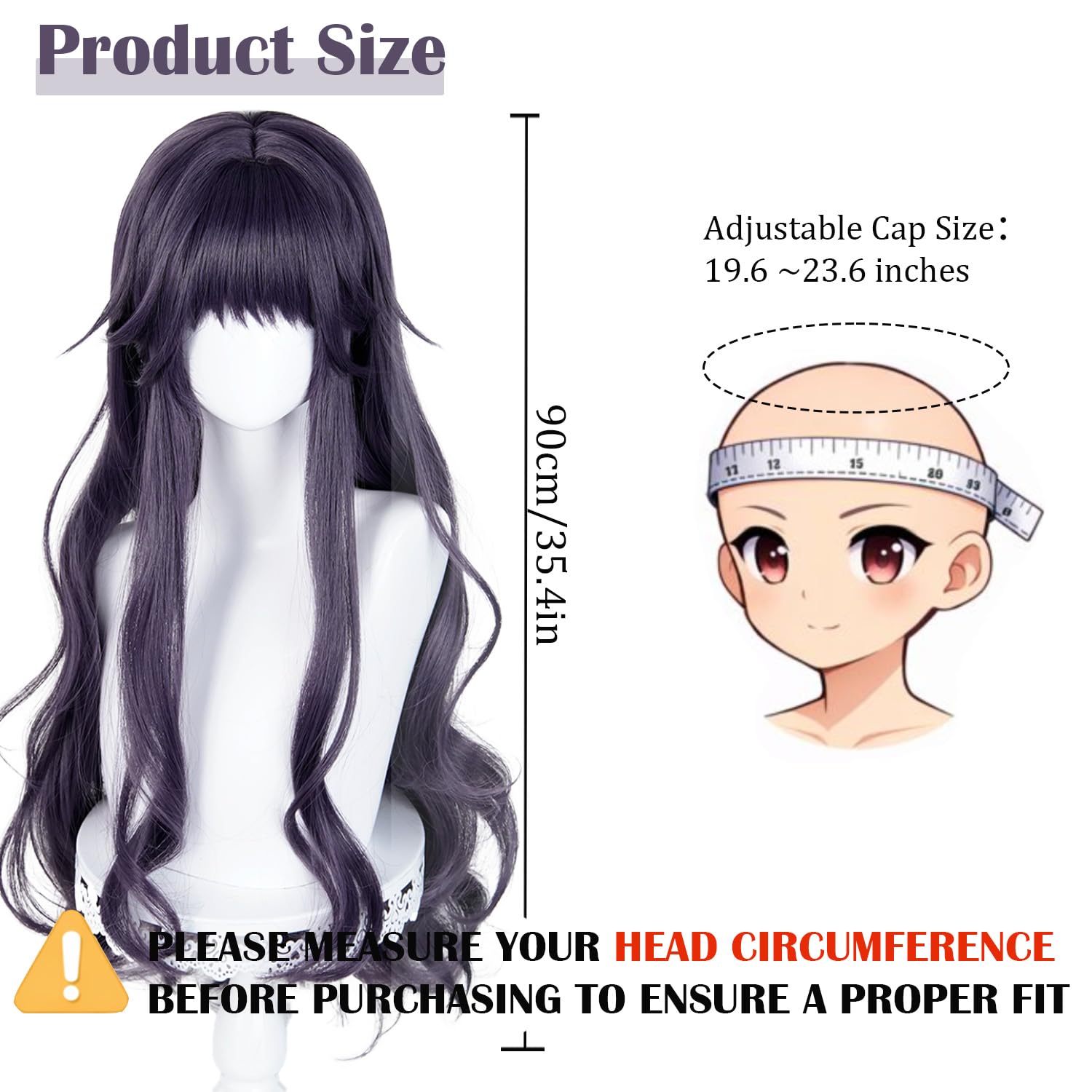 LABEAUTÉ Long Curly Purple Cosplay Wig for Men Woman for Short Straight Cosplay Wig with Bangs for Anime Heat Resistant Hair for Party and Halloween