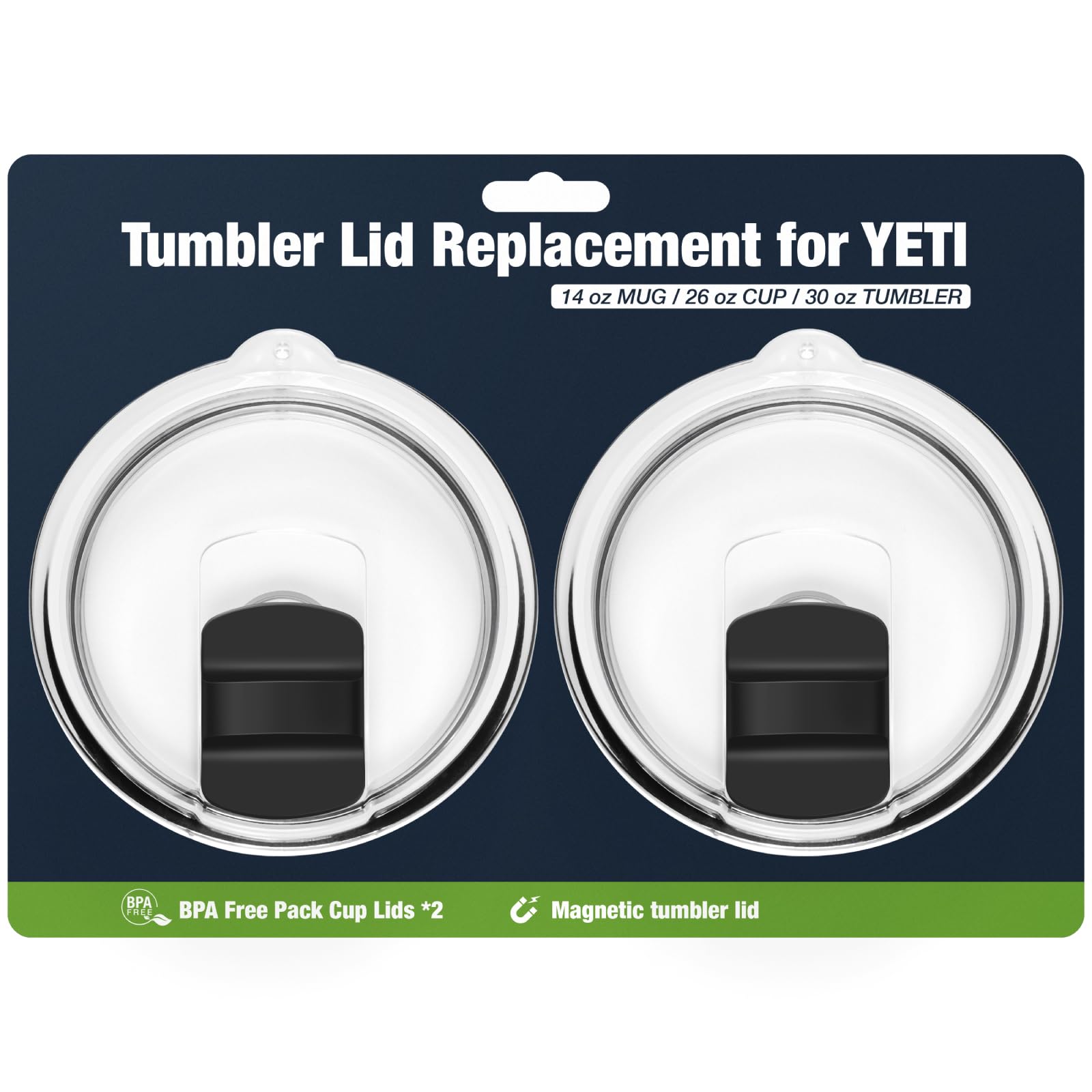 30 oz Tumbler Lids for YETI,Magnetic Tumbler Lid Replacement for YETI,BPA Free 2 Pack Black Tumbler Lids