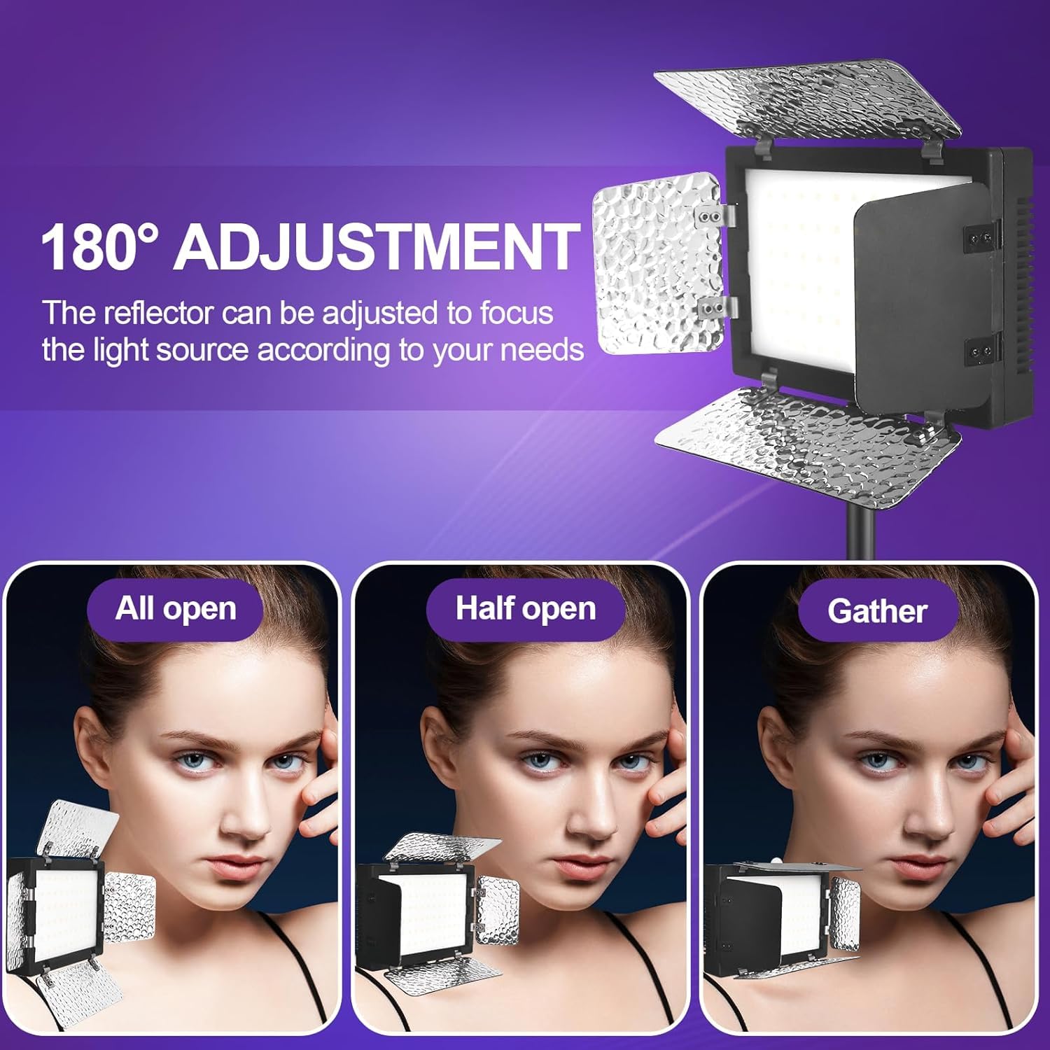 Upgraded 2 Packs LED Video Licht, EMART Dimmbare Videoleuchte mit Barndoor und 9 Farbfiltern, 5500K 66 LED Fotografie Beleuchtung für Videoaufnahme, Streaming, YouTube, Fotostudios, Shooting