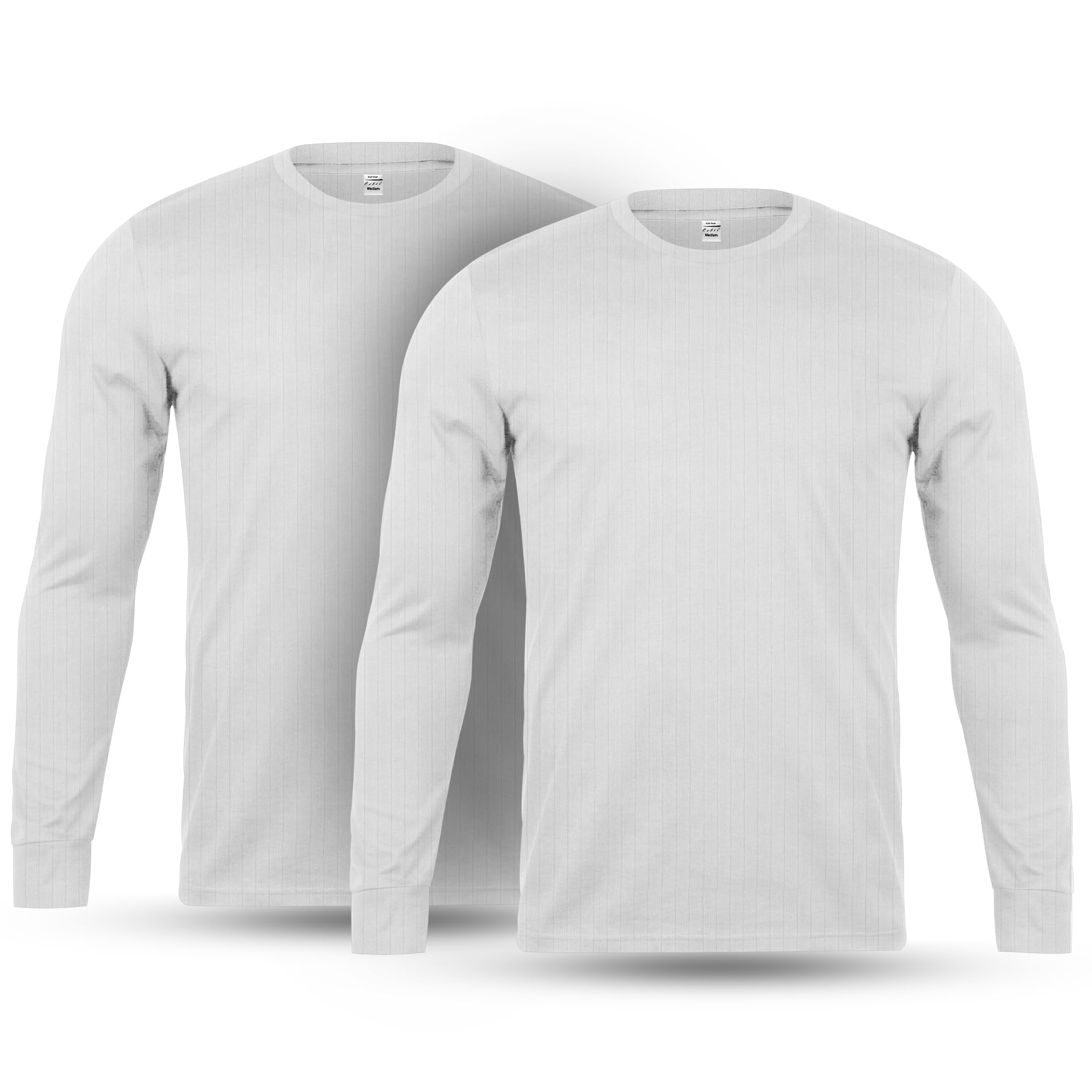 Orbiz Men's White Thread Linens 2 Pack Thermal Underwear Full Long Sleeve Vest Top Base Layer Thermals Tops Body Warmer Size S-Xxl