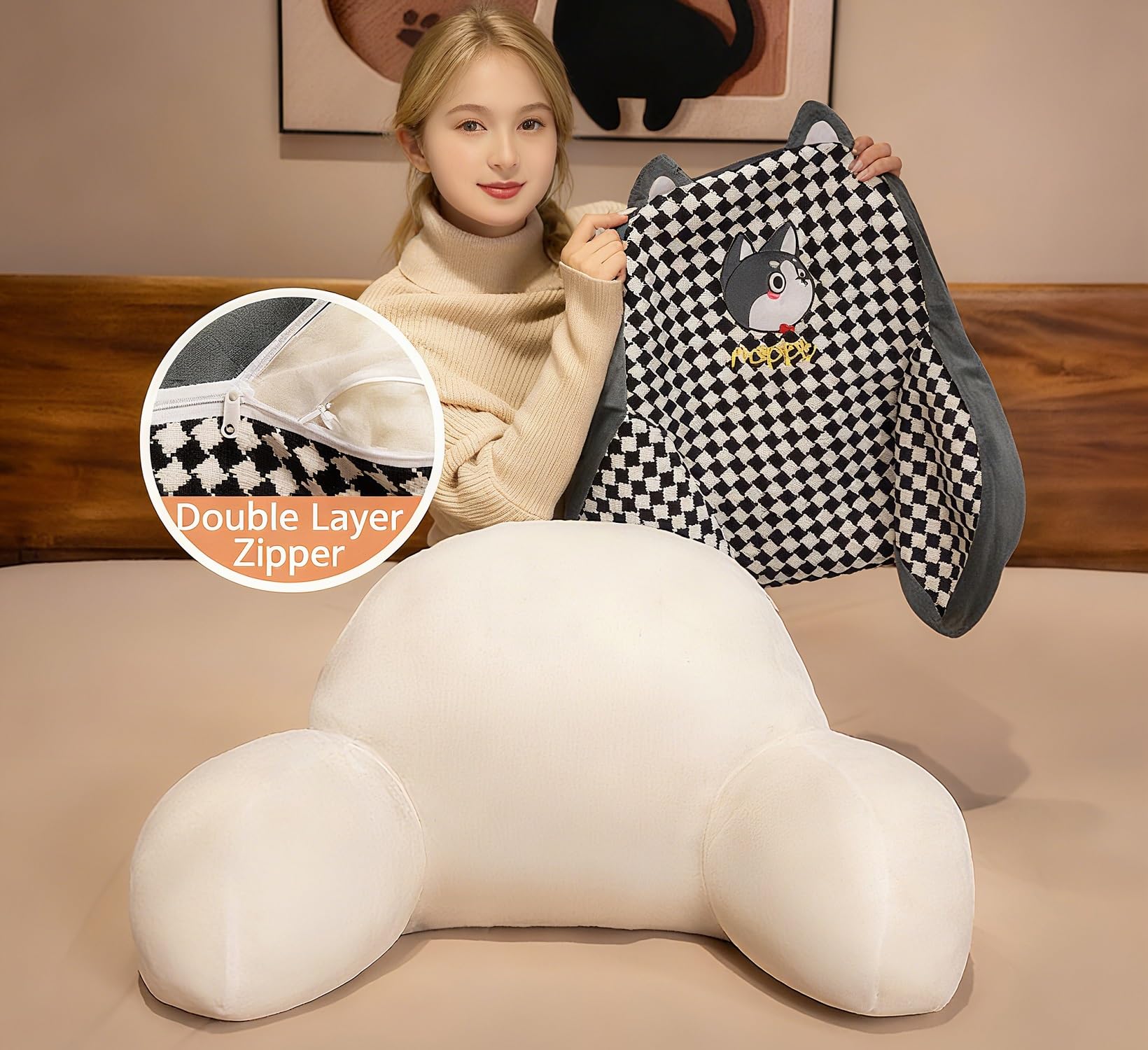 Cojín Ergonómico 70x50cm, con Reposabrazos, Lumbar, Cama y Sofá | Funda Removible, Corrección Postura, Alivio Dolor, Ver TV, Apoyo Estudio, Uso Oficina, Tela Suave, Densidad Firme, Duradero