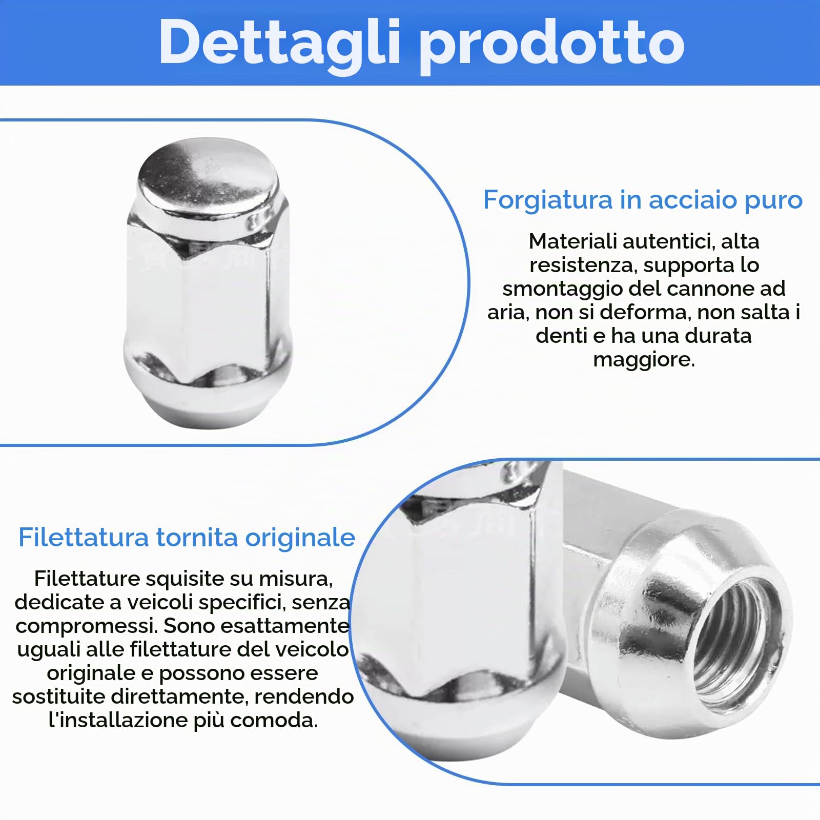 BAIFULAI 20 x dadi per ruote M12 x 1,5, dadi per ruote, tappi per viti cromate chiusi con base conica, 60°, SW 19mm, tappi per dadi per ruote per Ford, Toyota, Honda, Mazda - Argento
