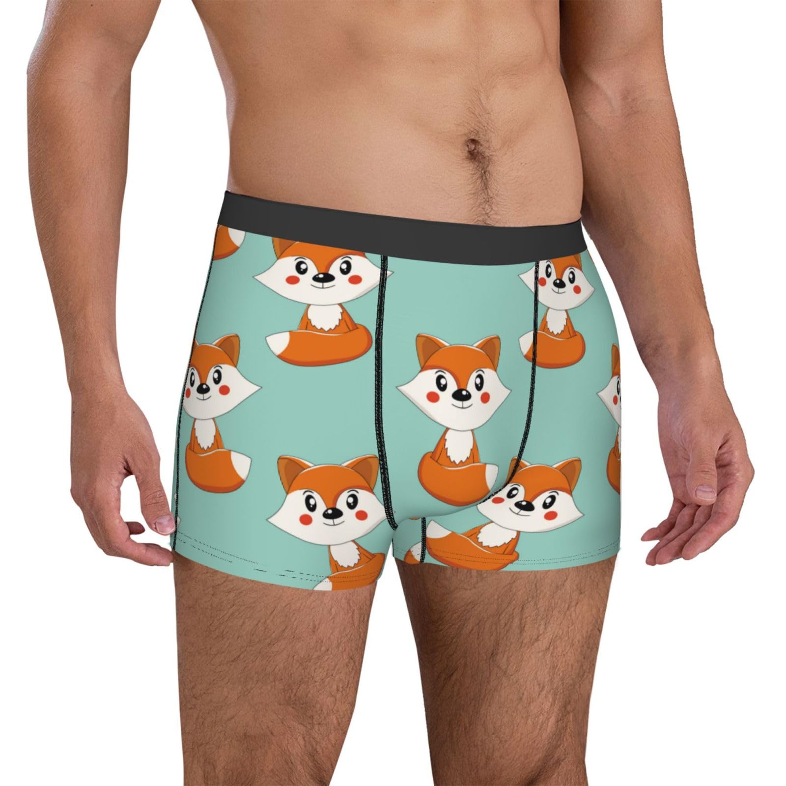 Oudrspo Men's As Pic Underwear Boxer Briefs - Lovely Fox Green Breathable Boxer Briefs With Flex Waistband