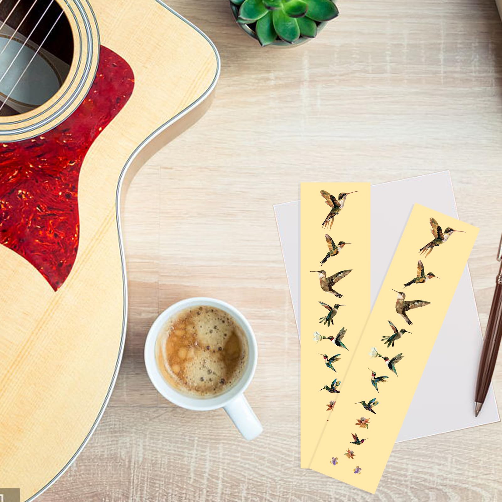 PLIGREAT 2 Pz Chitarra Decor Adesivi Chitarra Collo Adesivo Fai Da Te Chitarra Decor Uccelli Rimovibili Decalcomanie Fiori per Chitarra Acustica Decor Chitarra Musicale Basso Forniture