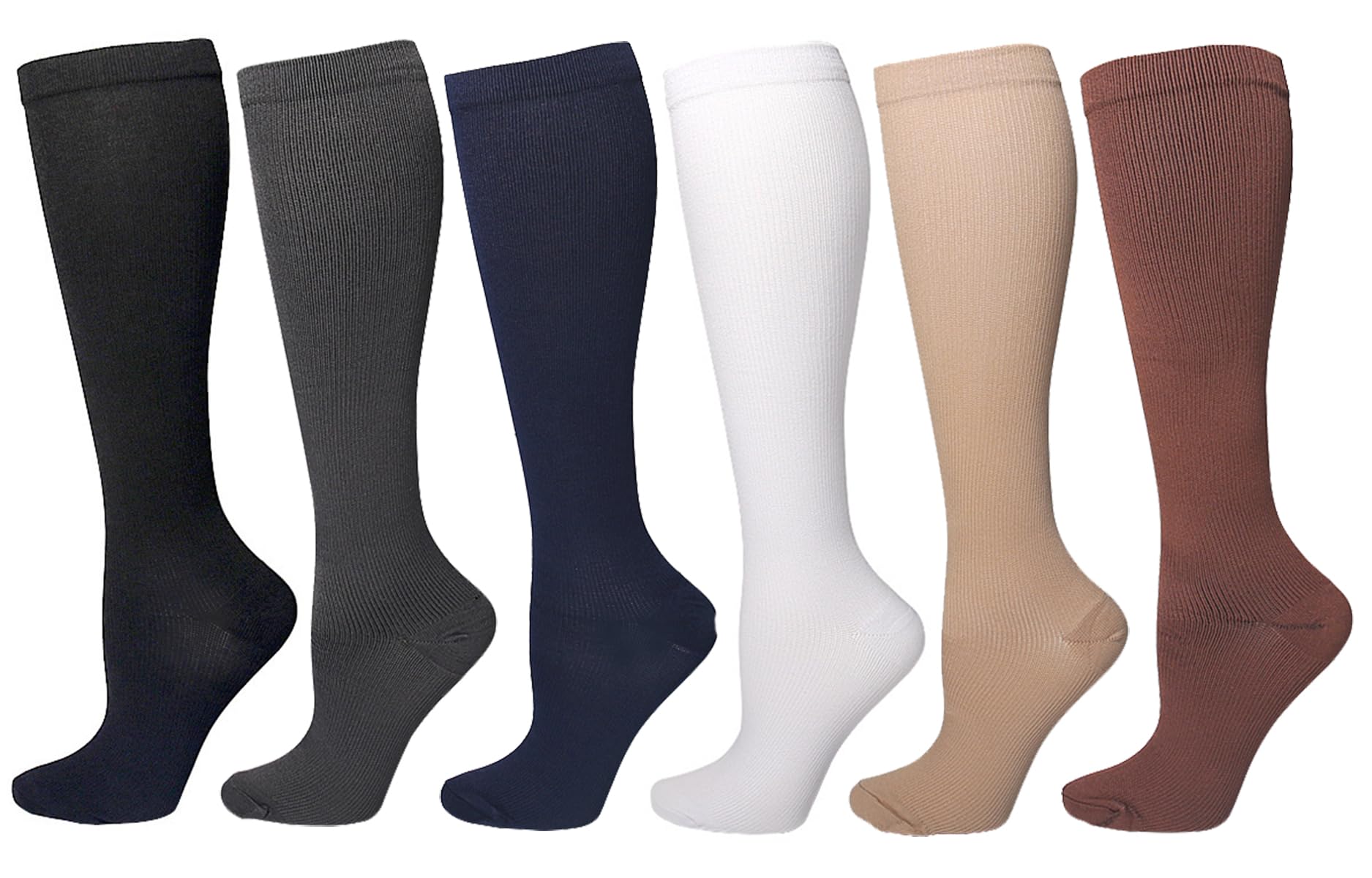 6 Pairs Compression Socks for Women Men, Medical Compression Socks for Women & Men, Support Knee High Socks for Running Nurses Travel-image-23