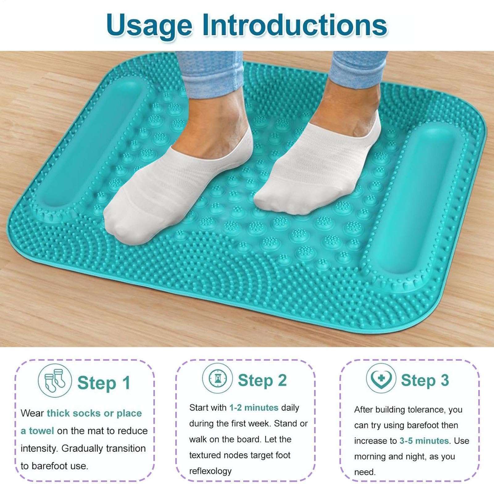 Tapis plantaire à points de pression Stimulateur jambes double piste billes | Tapis de massage réflexologie plantaire Relaxation Musculaire Circulation Récupération M