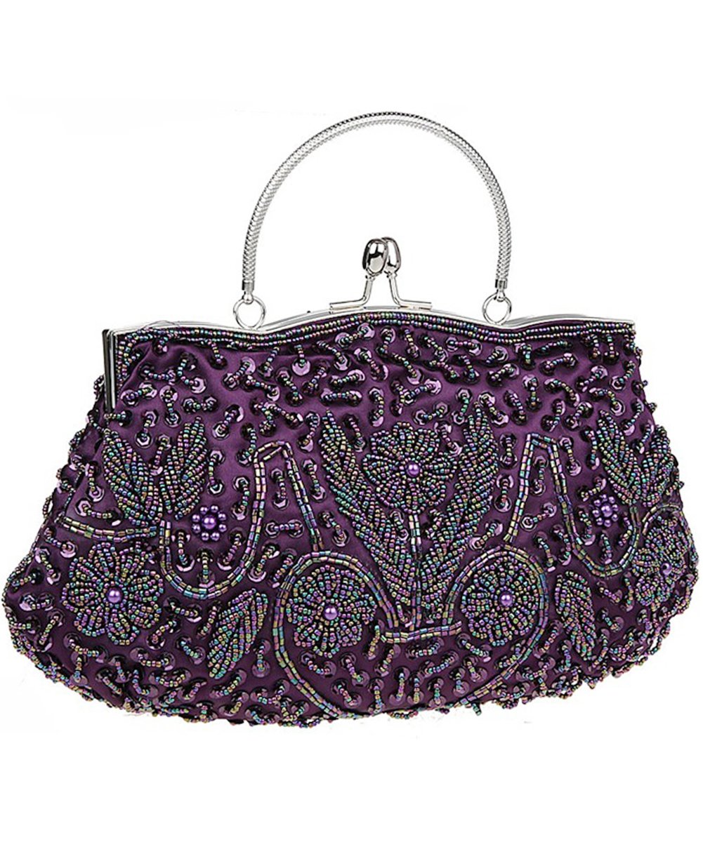 Satin Purse Evening Handbags Wedding Bag Beaded Sequins Clutch for Party