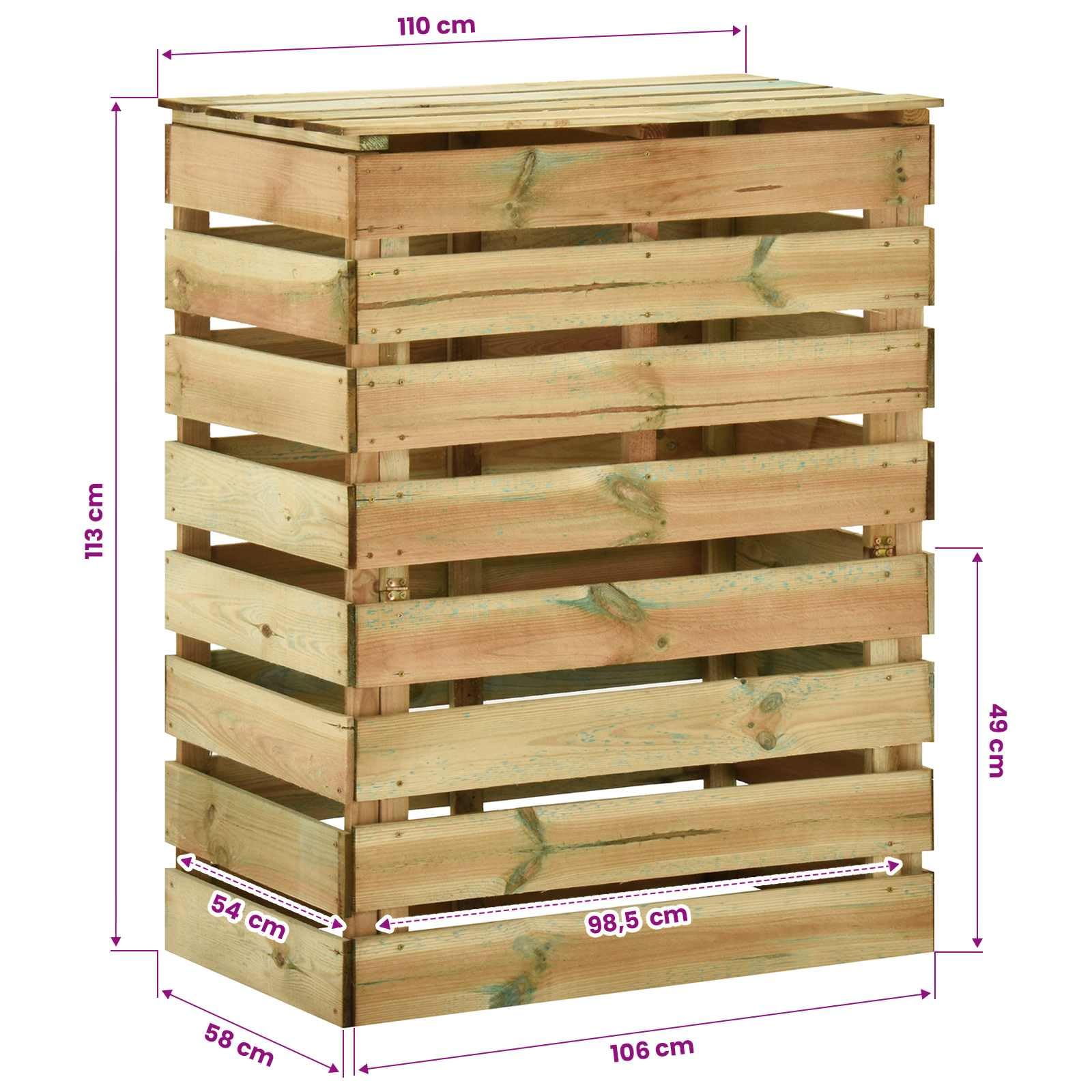 vidaXL Gartenkomposter mit Lattenstruktur Grün 110 x 58 x 113 cm