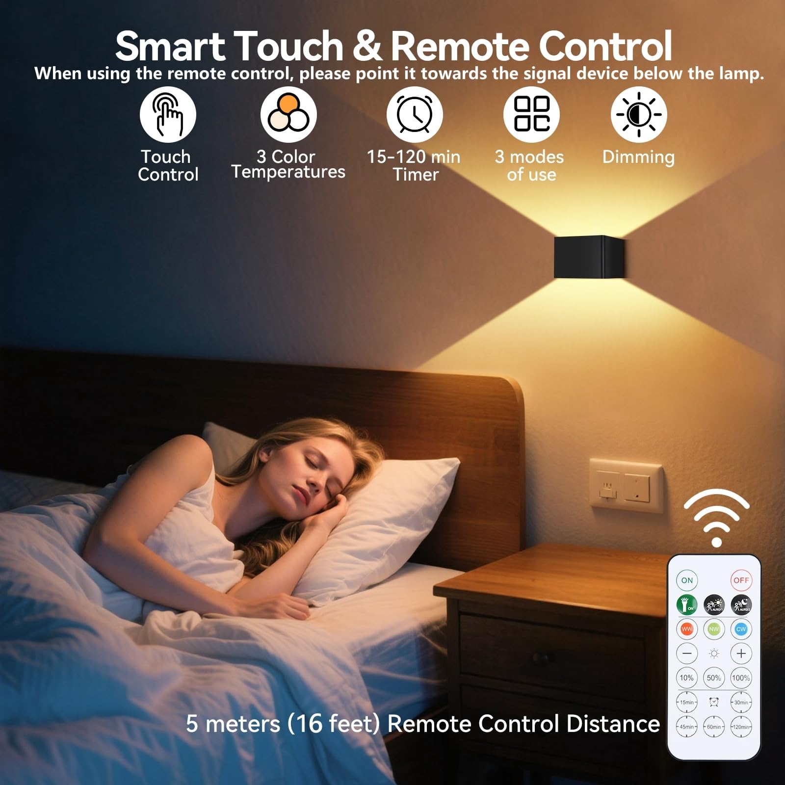 AVANLO 2PCS Rechargeable Wall Lights Indoor with Motion Sensor, Remote Control, 3 Dimmable Color - Image 4