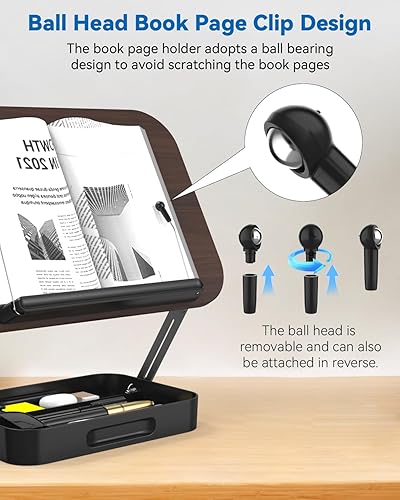 Miniatura 6 de Soporte para libros con almacenamiento, soporte para libros para leer manos libres para libros de texto, libros de cocina, tabletas y computadoras