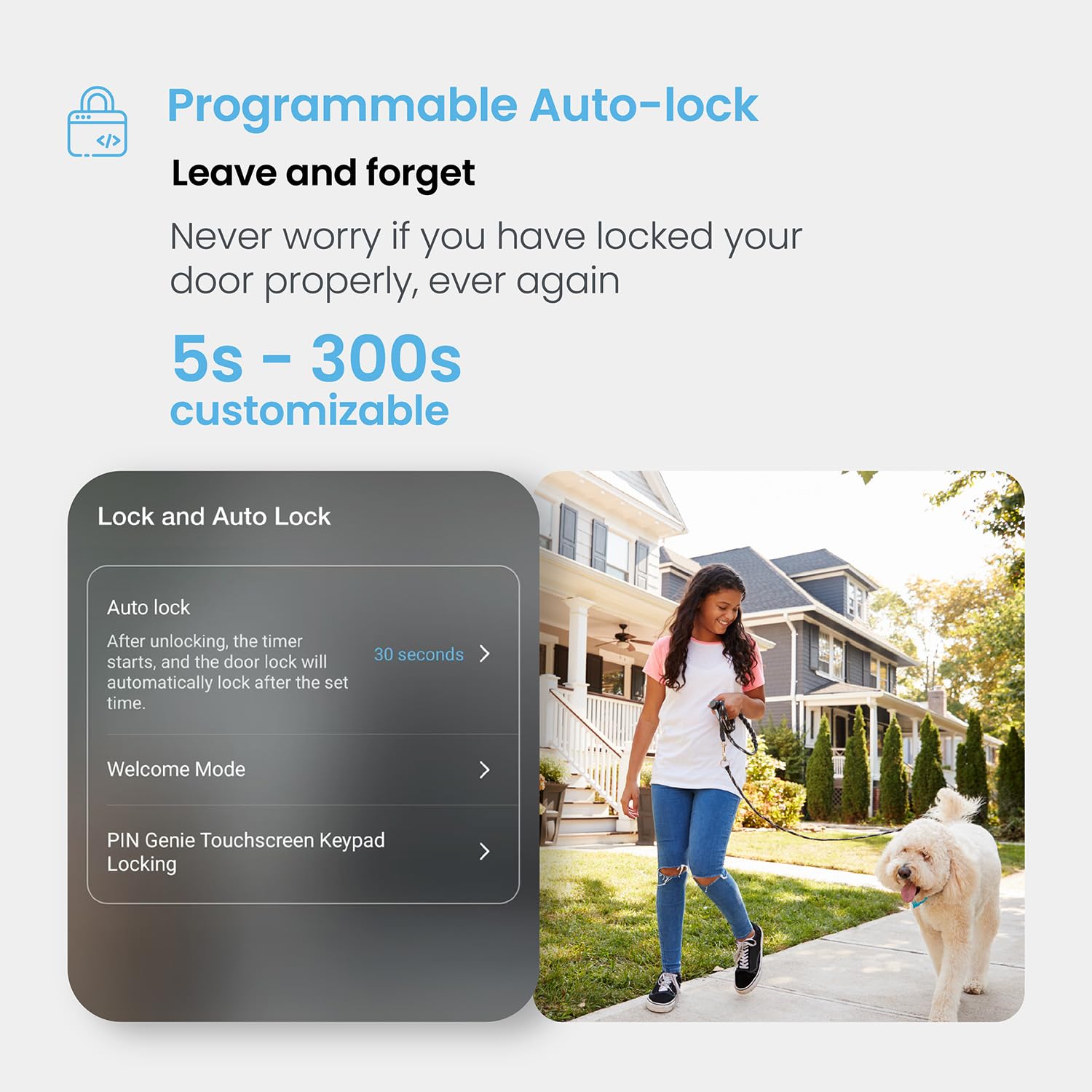 Lockly Secure Pro Deadbolt, Wi-Fi Smart Lock, Keyless Entry Door Lock, Smart Locks for Any Doors, PIN Genie® Keypad, 3D Biometric Fingerprint Sensor, Auto Lock, Rekeying Capability - Satin Nickel