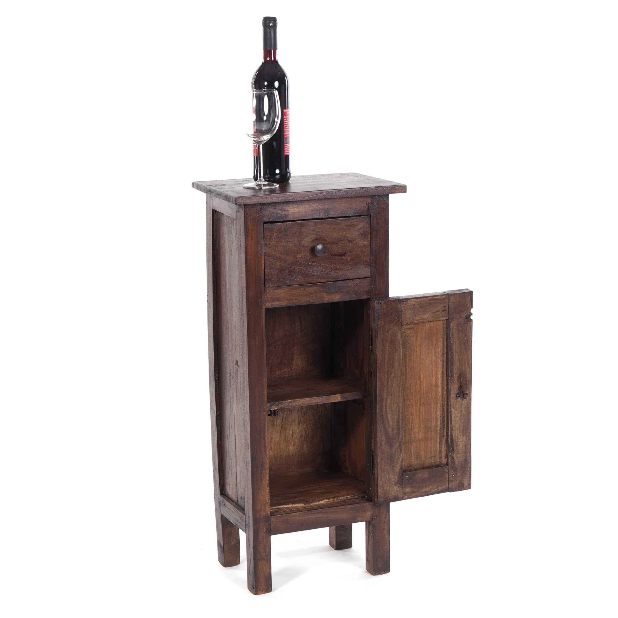 Design Delights - Armadietto in legno “Plant 80”, 80 x 36 x 25 cm (altezza x larghezza x profondità), legno riciclato in mogano, stile Shabby Chic, colore: 03, marrone scuro
