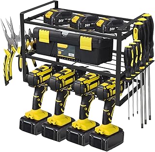 KALINCO Power Tool Organizer, Tool Organizer Wall Mount, Garage Tool Organizer and Storage Rack, Heavy Metal Tool Rack, Drill Rack Wall Mount, Cordless Drill Utility Storage Rack