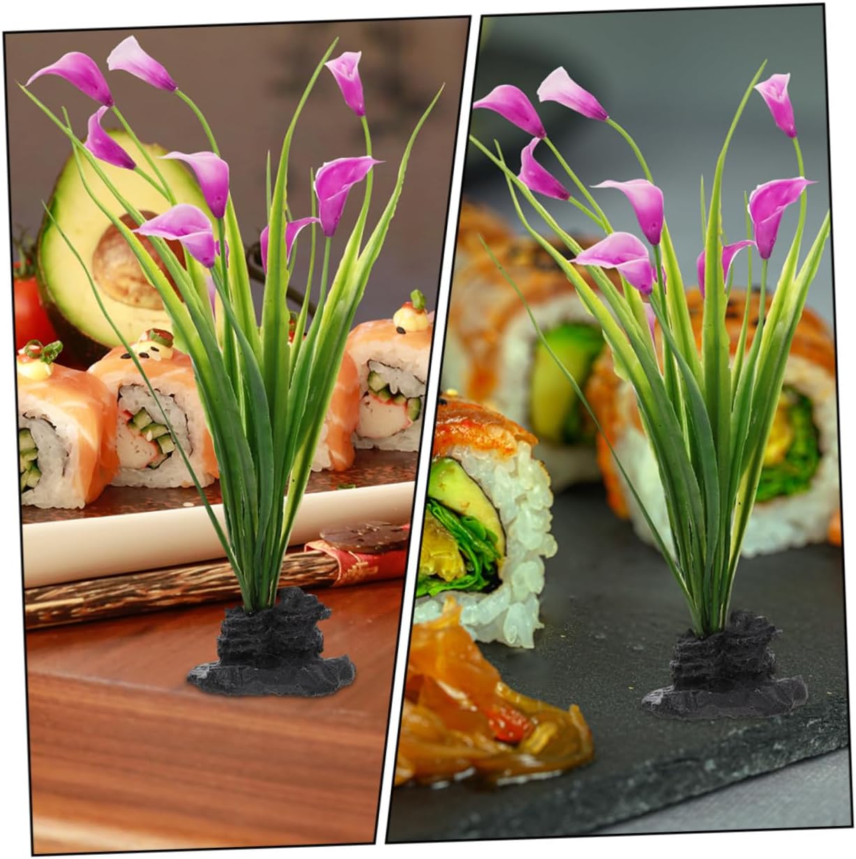 Mobestech Lifelike Japanese Style Flower Ornament 3pcs Plastic for Sushi