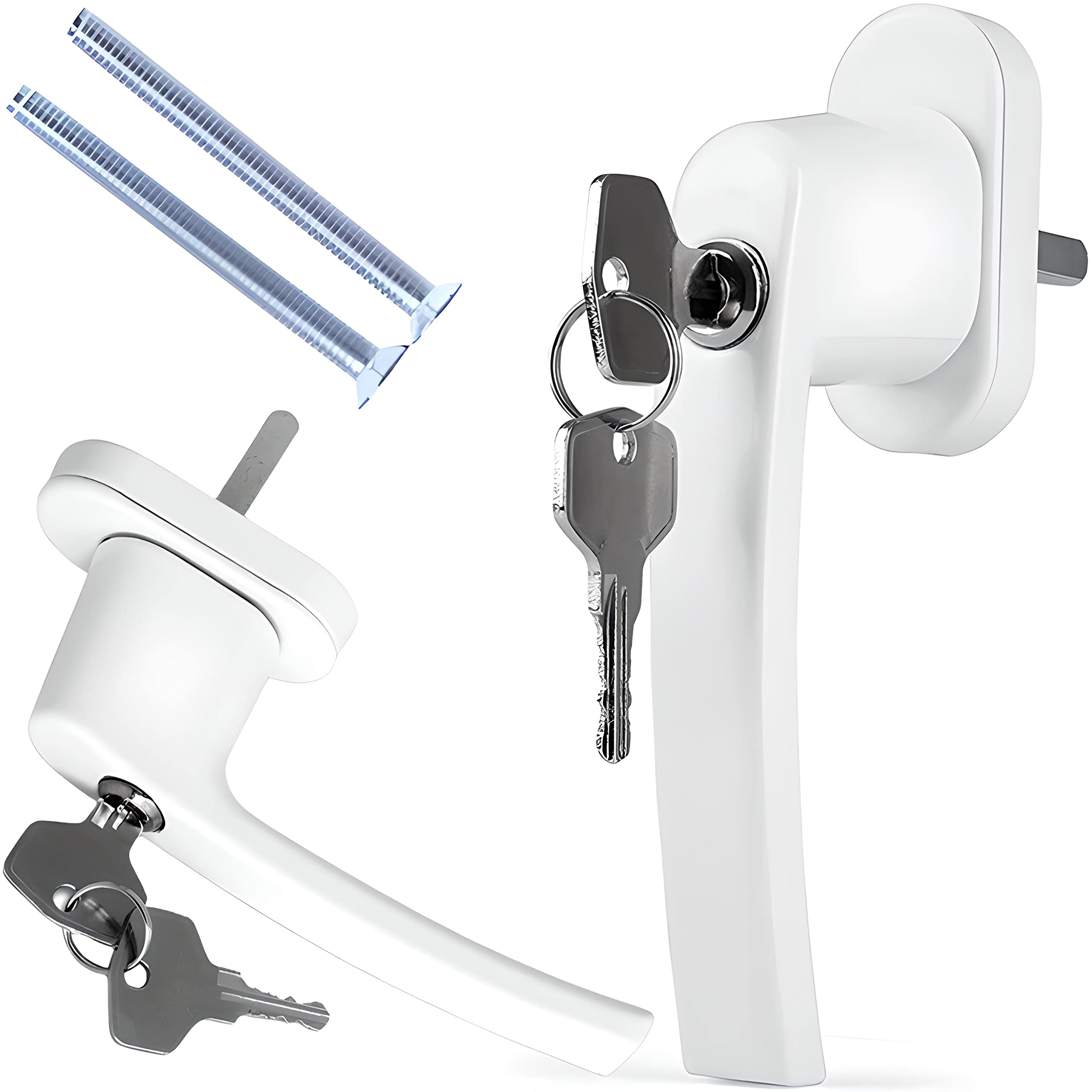 Retoo Poignée De Fenetre À Clé en Aluminium, Poignee De Fenêtre Verrouillable pour Sécurité Enfant, Poignée De Porte avec Vis, Convient À La Plupart des Fenêtres Standard, Couleur Blanc