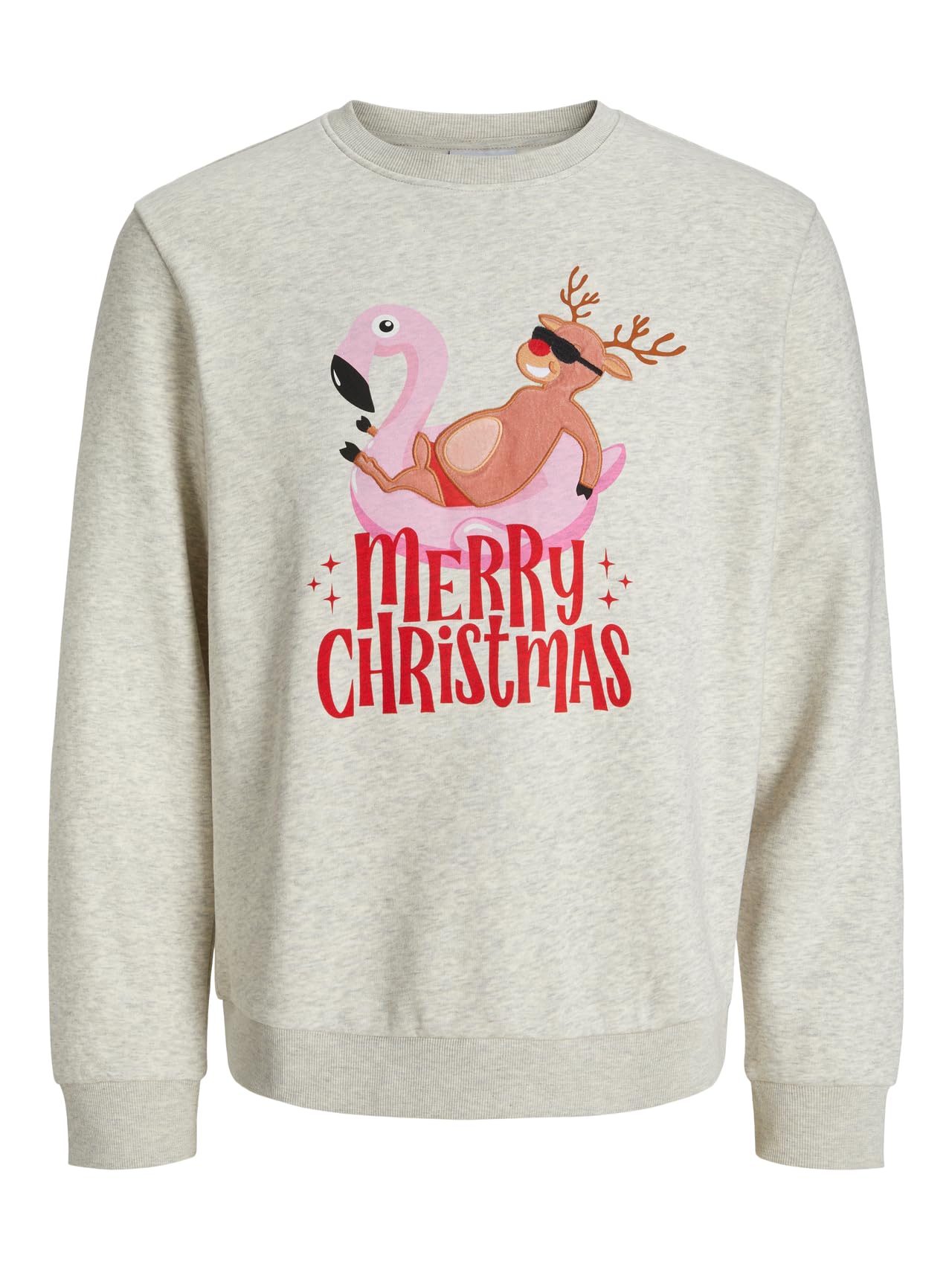 JACK & JONES Jjchristmas Sweat Crew Neck Xmas, White melange, M