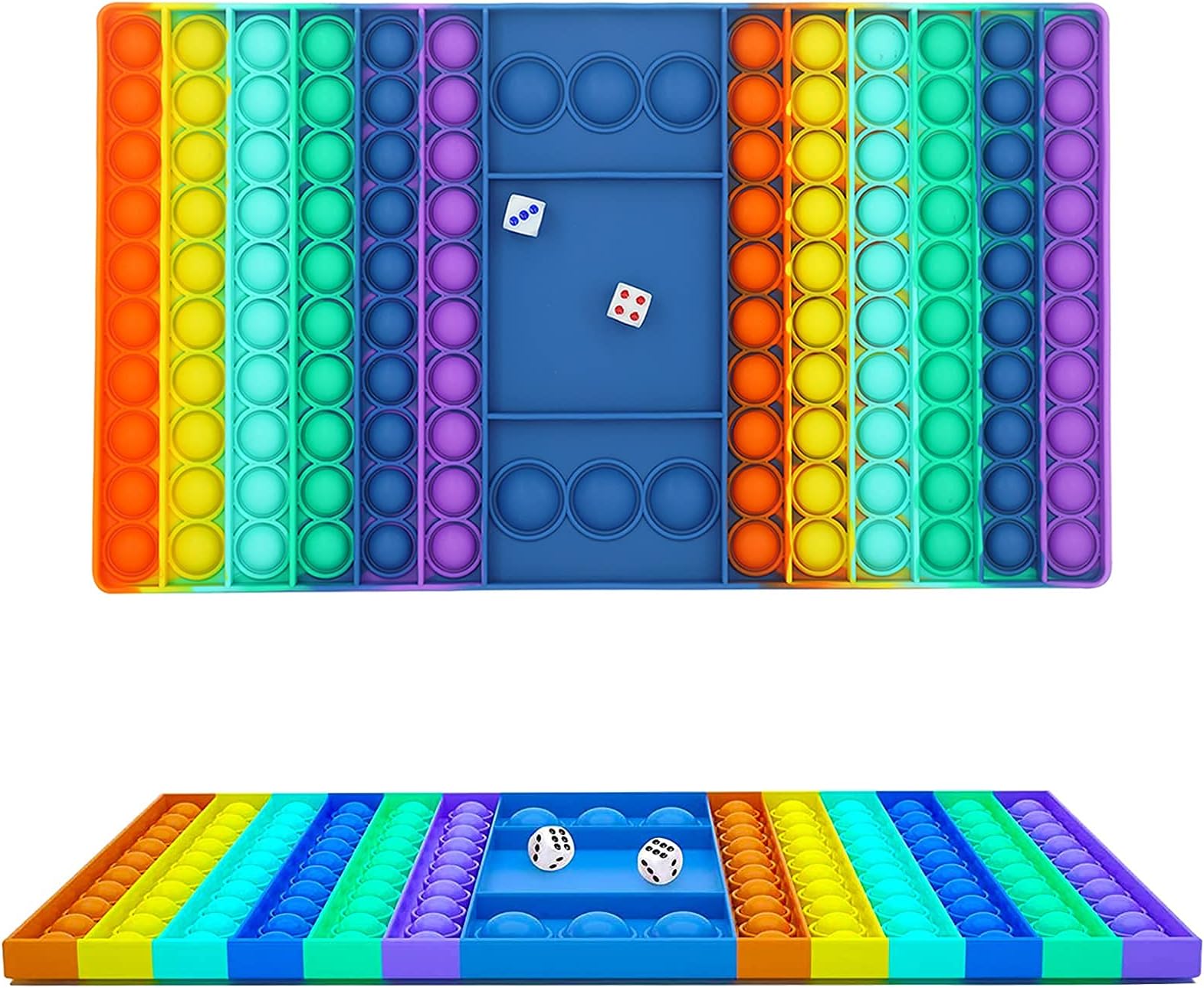 Wuximde Big Size Push Game Fidget Toy, Huge Rainbow Chess Board Push Bubble Popper Fidget Sensory Toys for Parent-Child Time, Interactive Jumbo Stress Relief Figetget Toy to Play with Friends, Large