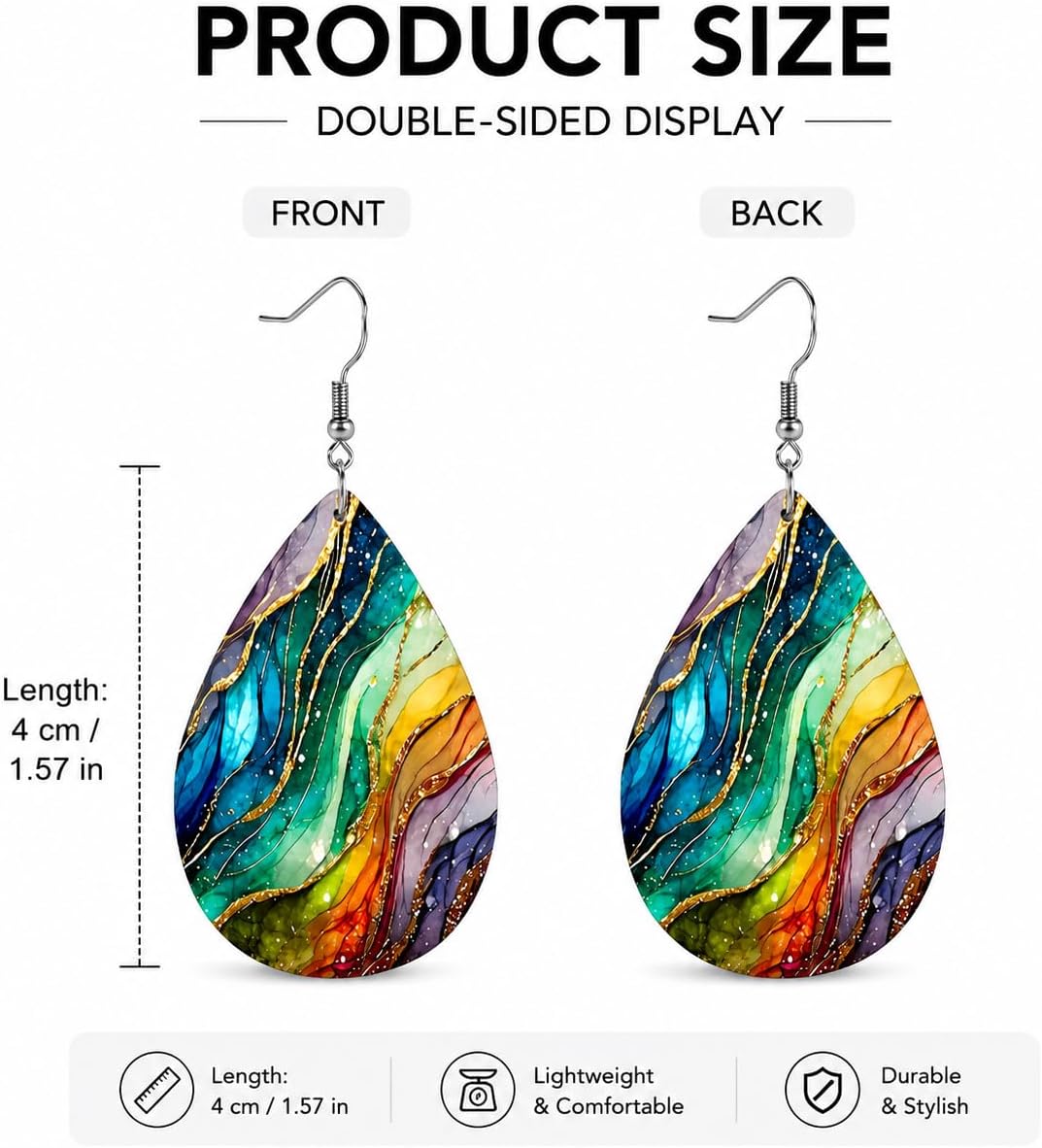 Flower Teardrop Earrings for Women Colorful Floral Teardrop Earrings Dainty Elegant Lightweight Double Sided Dangle Earring Summer Statement Jewelry Gift image 3