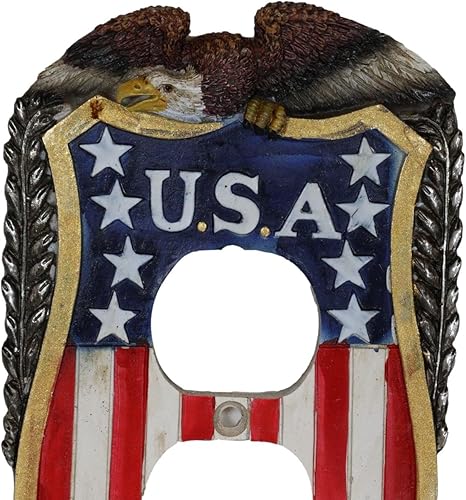 Miniatura 6 de Ebros Gift Juego de 2 placas de pared rústicas patrióticas occidentales con águila calva en la bandera de Estados Unidos vintage, bandera de Estados