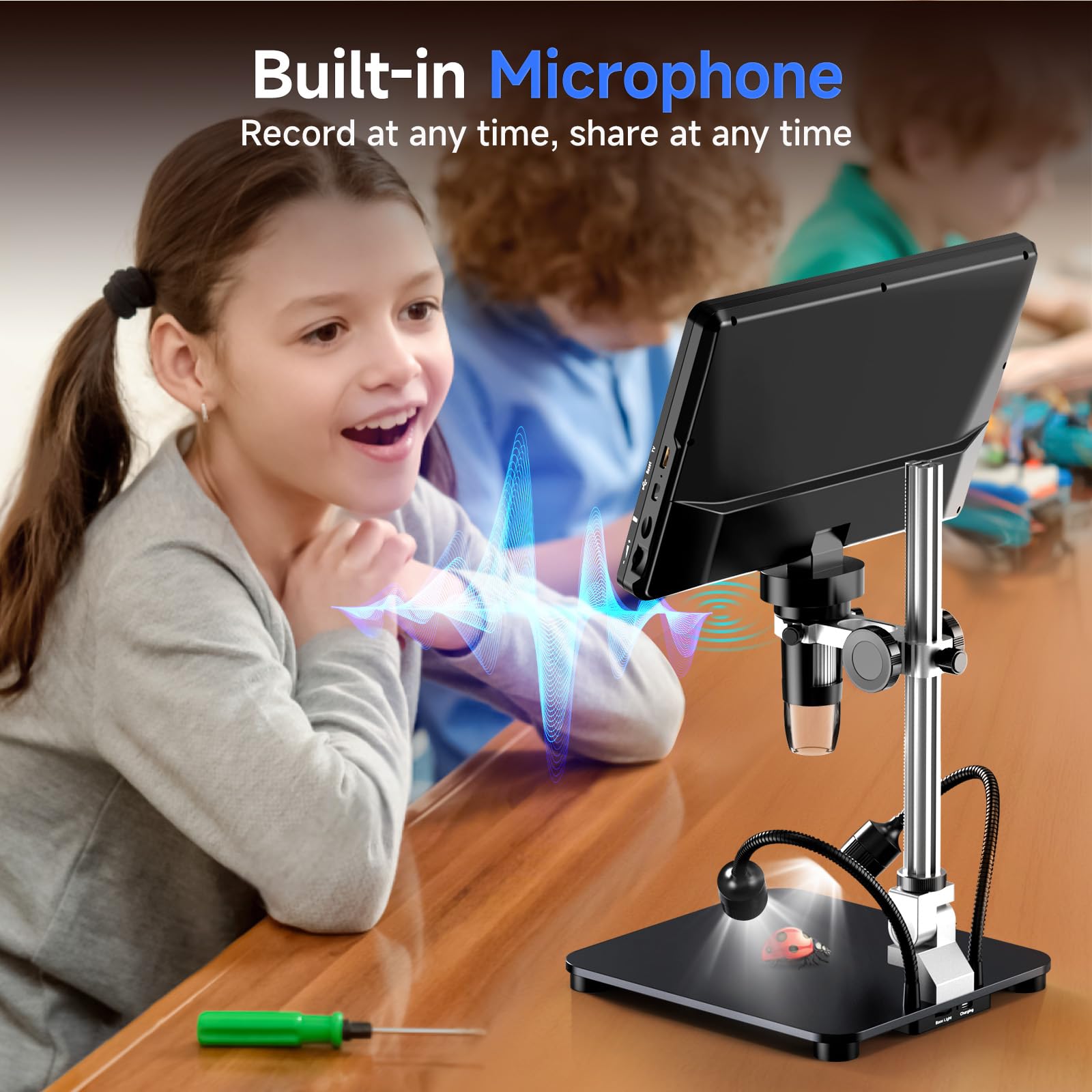 Hayve Microscopio digital HDMI de 10.1 pulgadas, microscopio de monedas 2000X, ver toda la moneda | 20 MP, soporte más largo de 10.4 pulgadas, compatible con PC/TV