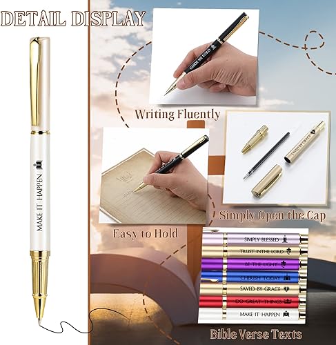 Miniatura 3 de Fuutreo 50 bolígrafos con versículo bíblico, bolígrafo cristiano, tinta negra, con citas inspiradoras, bolígrafo a granel para mujeres, hombres,