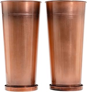 28in Tall Copper Planters Set of 2,Galvanized Steel Tall Outdoor Planter...
