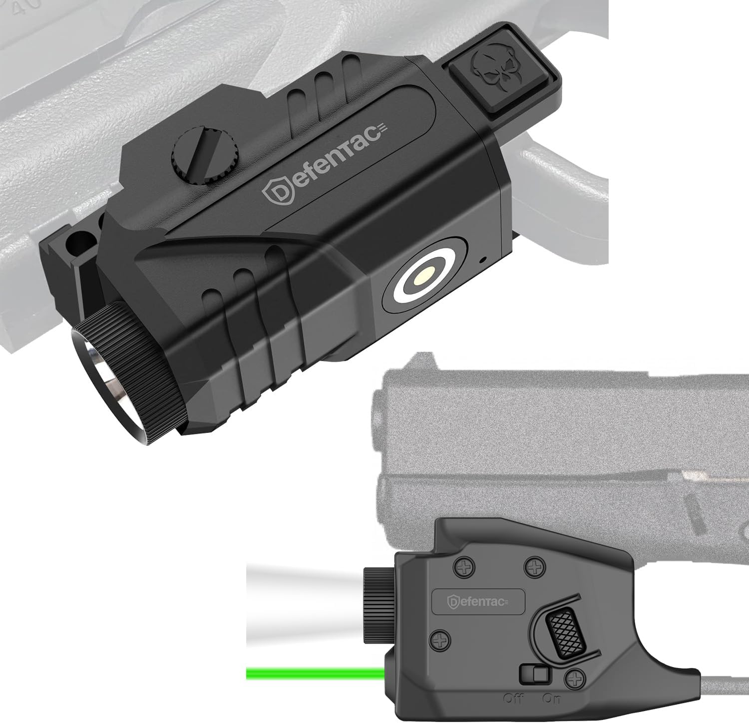 DEFENTAC 350lm Combo is Compatible with Glock 42/43/43X/48 Without Rail or MOS, Bundle with 600lm