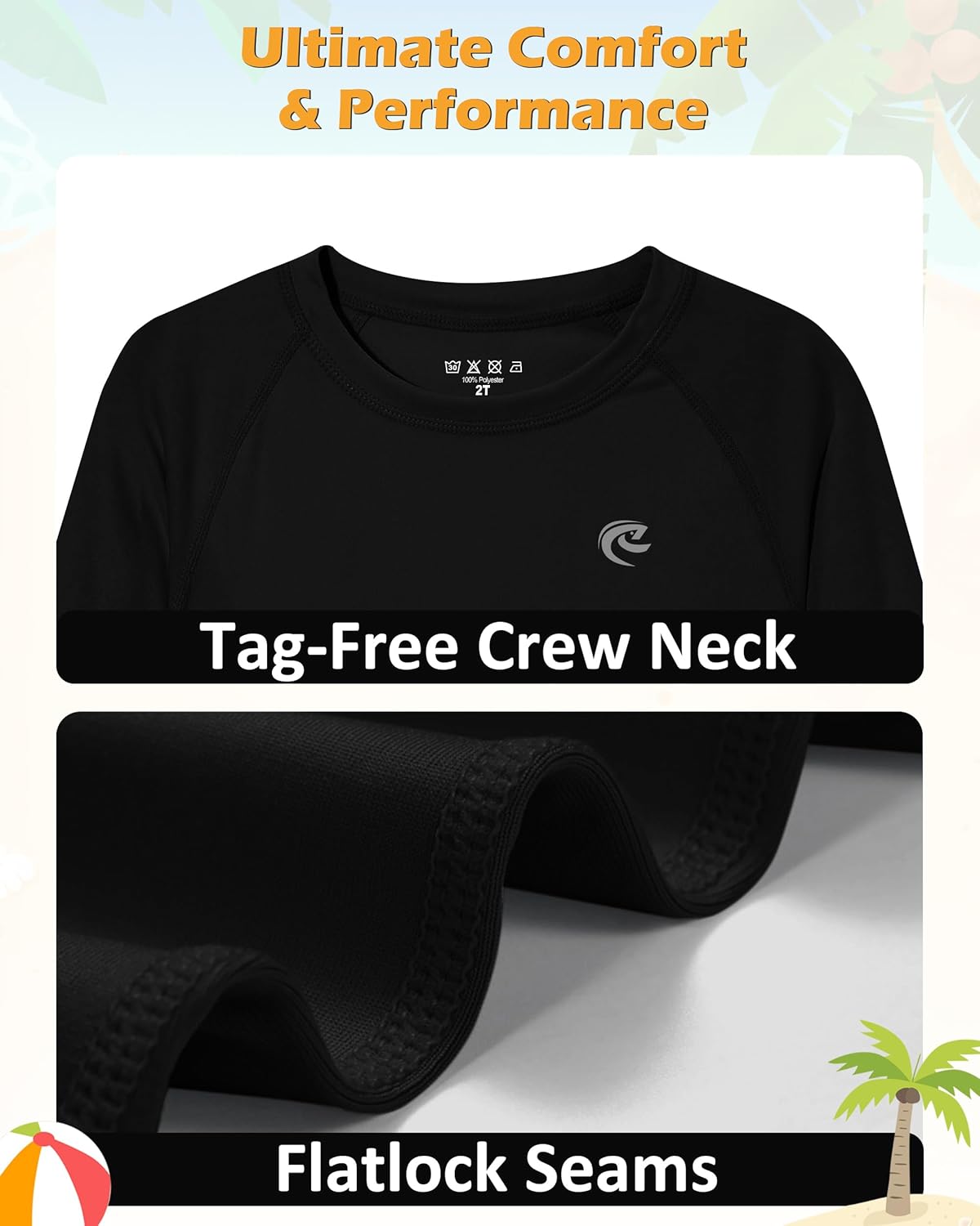 Boys UPF 50+ Swim Shirt Long Sleeve, 1 or 2 Pack UV Sun Protection Rash Guard, Youth Kids SPF Water Shirts for Beach Surf - Image 6