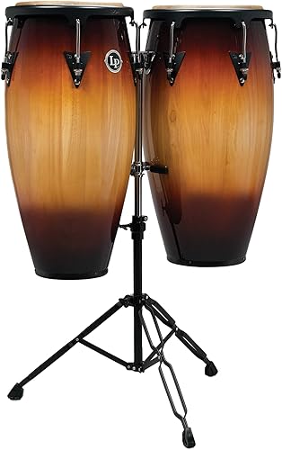Latin Percussion LP Aspire - Juego de madera Congas de 11 y 12 pulgadas con doble soporte, color negro