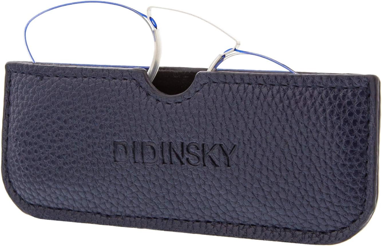 DIDINSKY Armless Reading Glasses for Men and Women. Blue Light Blocking Computer Readers. Unbreakable Pocket-Size Anti Glare Glasses. Blue +3.0 - Hermitage Butterfly
