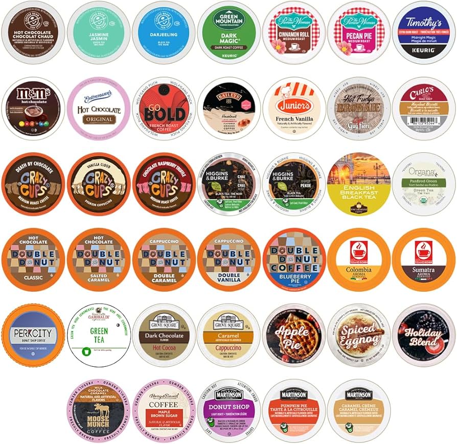 Perfect Samplers Coffee, Tea, Cider,Cappuccino For Keurig K Cups Brewers, Mix 40 Count