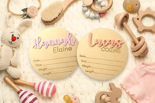 Miniatura 7 de Bleed Proof Engineered Wood, Hello World Newborn Sign, Baby Announcement Sign, Newborn Announcement Sign, Birth Announcement Sign - 5.5"