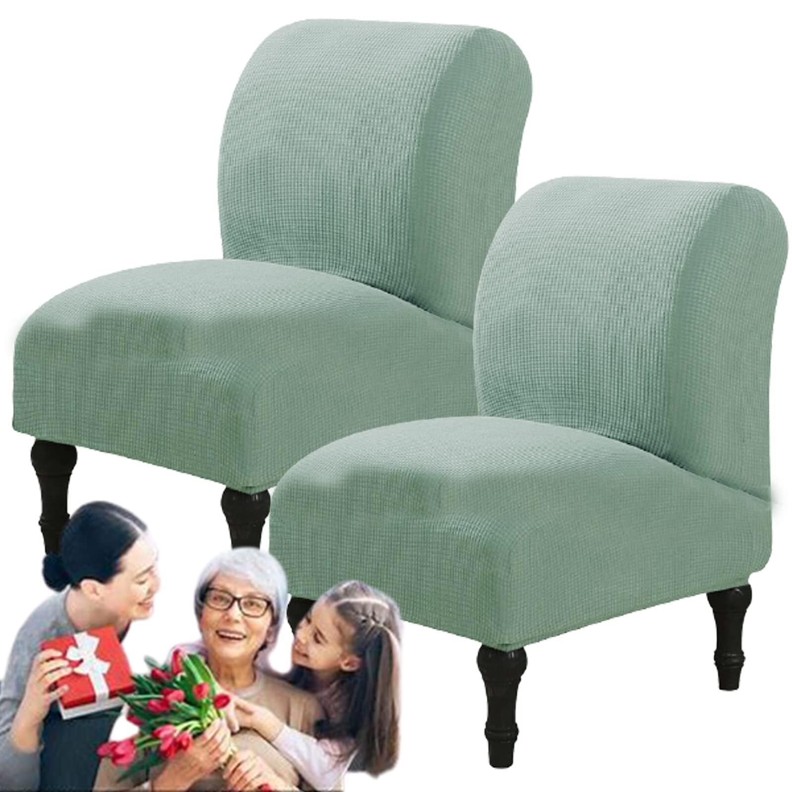NMVAWIPT Armless Accent Chair Covers, Polyester+Spandex Stretch Slipcover, Removable Furniture Protector, For Home Hotel(#4,2pcs)