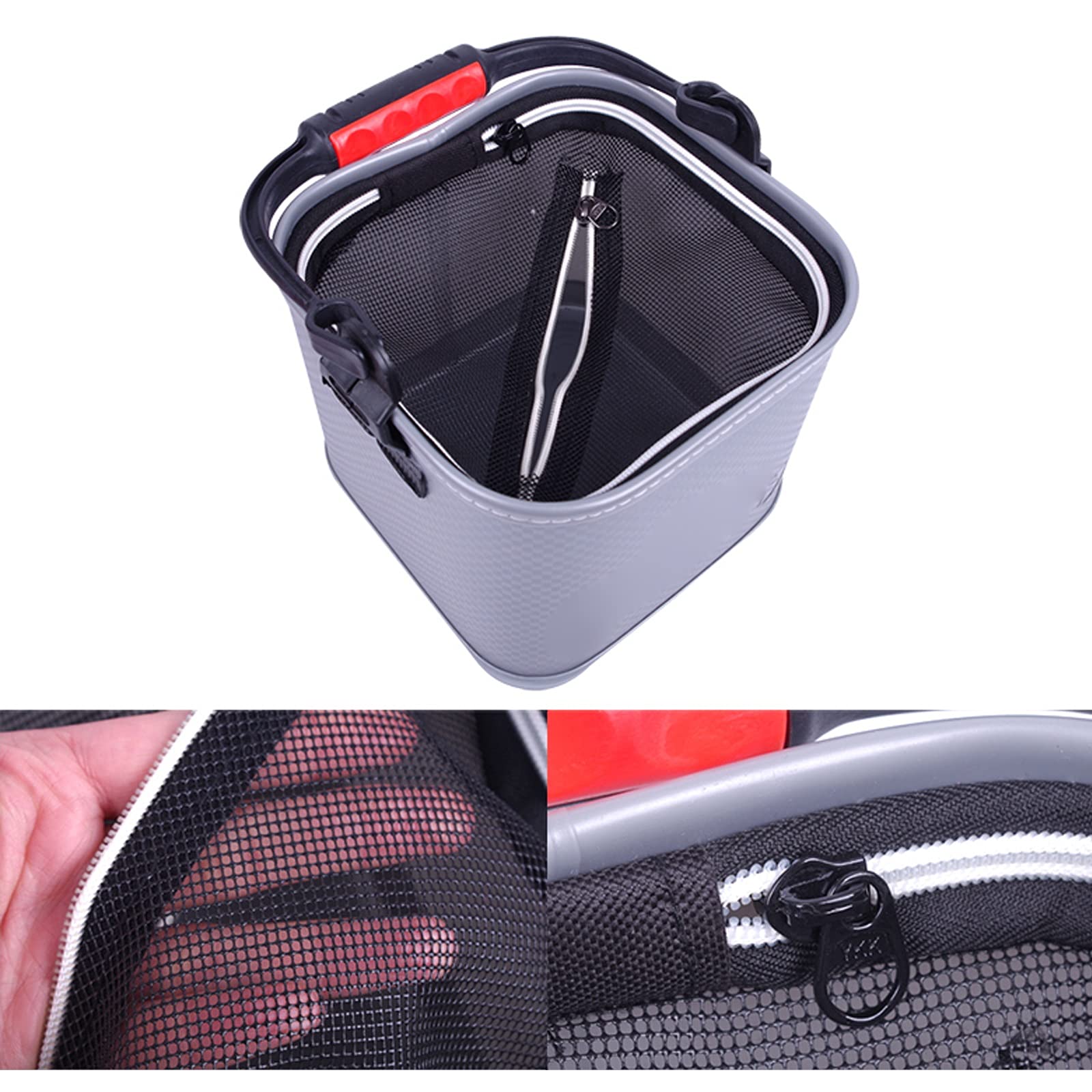 Barile di Viaggio Multifunzionale Pieghevole, Secchio da Pesca Secchio for Esche da Pesca Secchio Portatile Pieghevole con Corda Secchio da Pesca Ispessito(Schwarz)