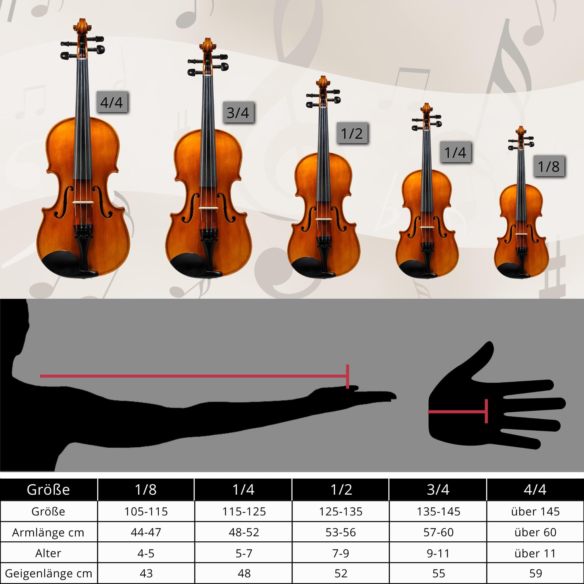 Classic Cantabile Brioso Set De Violín 4/4, Tapa tallada de pícea maciza | Fondo y aros de arce flameado, Diapasón, clavijas, cordal, cejuela y mentonera de ébano, Puente: arce, Longitud: 59, 5 cm
